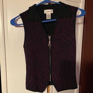 Vintage Gantos  Black and Purple Textured Vest